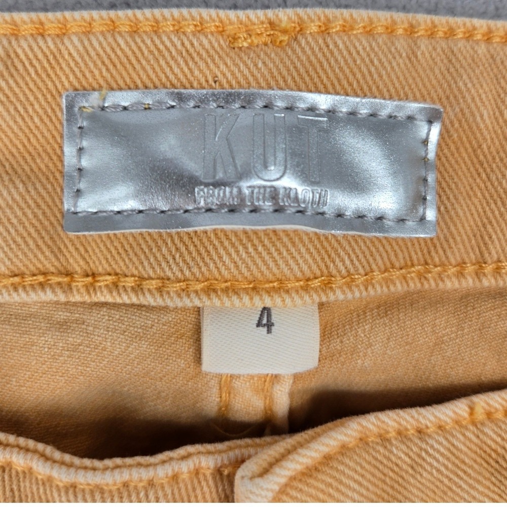 KUT from the Kloth Charlotte High Rise Wide Leg Crop Jeans Mustard Yellow Size 4 - Picture 6 of 10